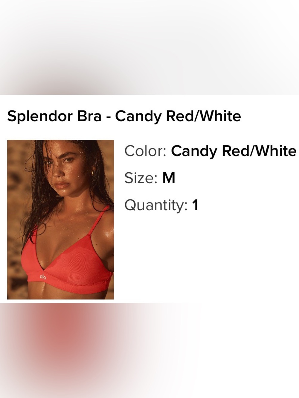 ALO Yoga Splendor Bra Camisole in Candy Red and White